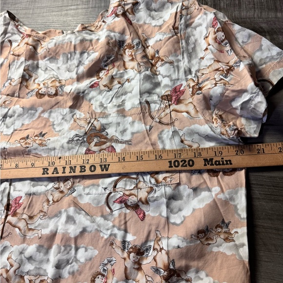 Vintage Short Sleeve Blouse Size Medium Lee Sands Cupid Valentines Day,cherubs - Picture 5 of 8